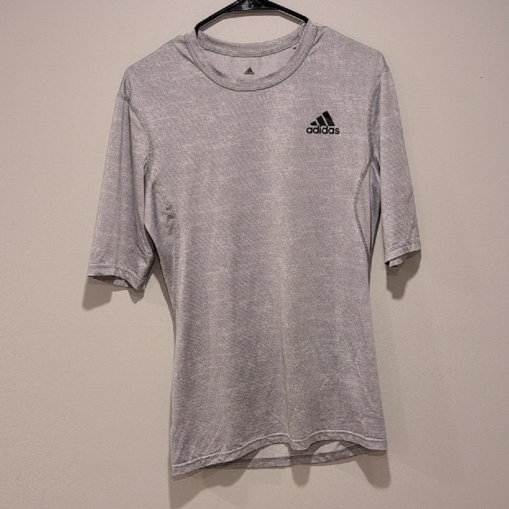 Adidas Heather Gray Tee with Black Logo - Picture 1 of 3